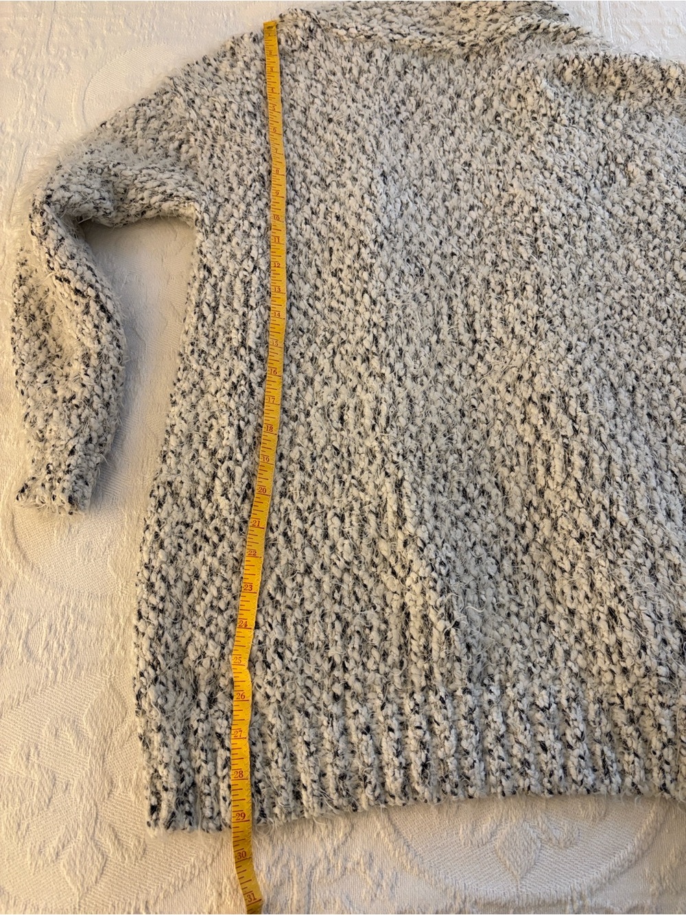 Open-Front Cardigan - Cream Gray and black with silver metallic threading - Picture 3 of 4